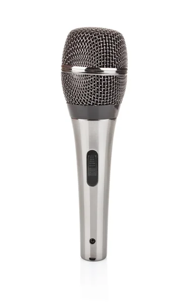 Серый металлический микрофон для записи голоса — стоковое фото