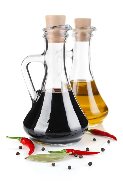 Бальзамический уксус и оливковое масло — стоковое фото