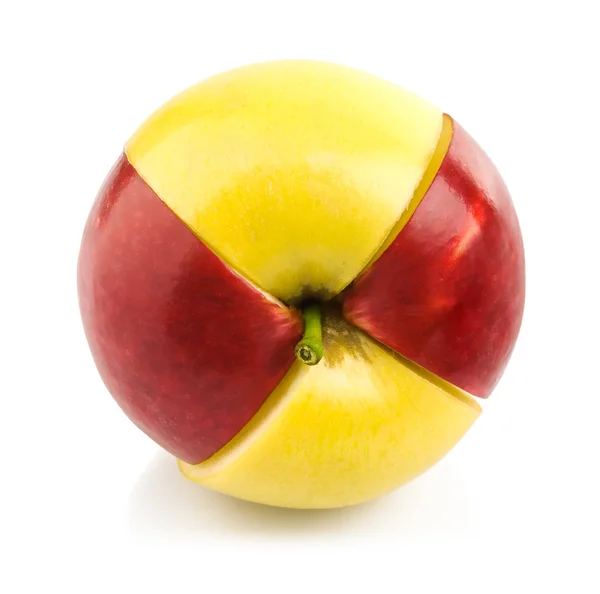 Roter und gelber Apfel abschnittweise — Stockfoto