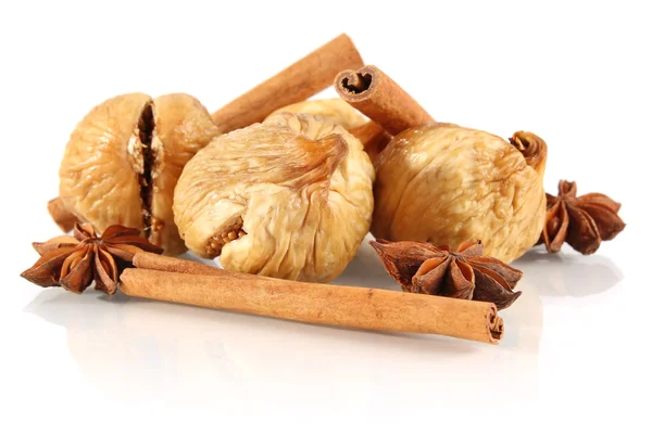 Dried fig with cinnamon and truestar anisetree — Stock Photo, Image