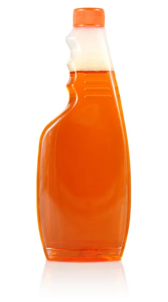 Middelen voor het reinigen van in helder fles — Stockfoto