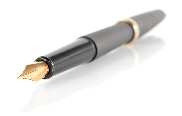 Inkt pen met gouden veer Stockfoto