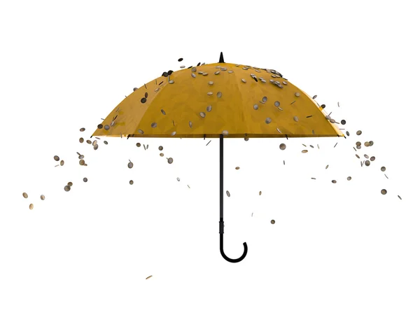 Pièces en euros tombant sur un parapluie — Photo