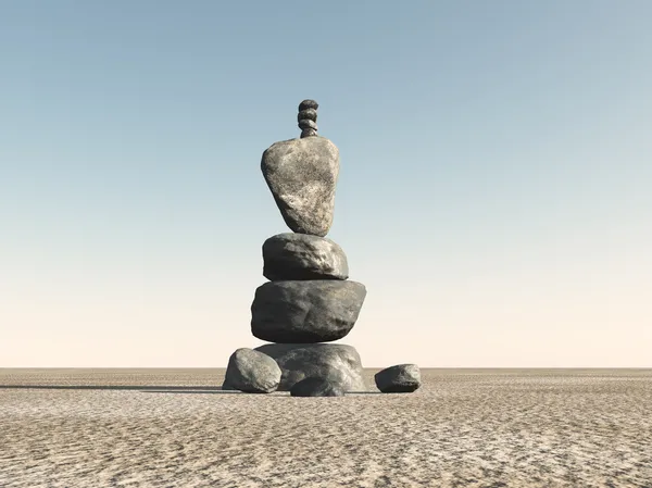 Desert stones aligned like a votive symbol — Stock Photo, Image