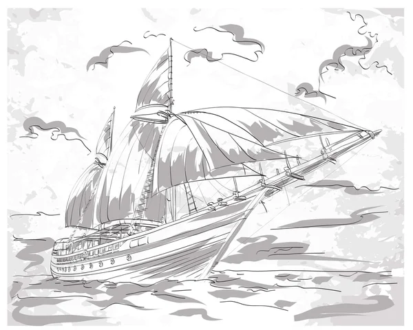 Yacht sur la mer — Image vectorielle