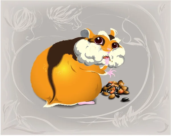 Hamster gourmand drôle — Image vectorielle