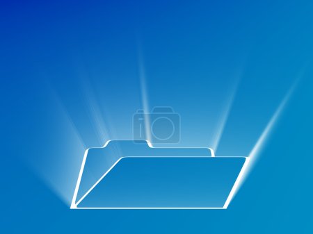 symbole resplendissant de dossier sur fond bleu