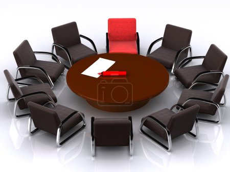 Table, fauteuil et marqueur 