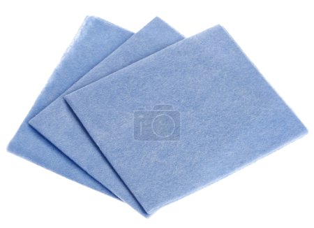 Cuisine en viscose bleue (tissu), isolée sur blanc 