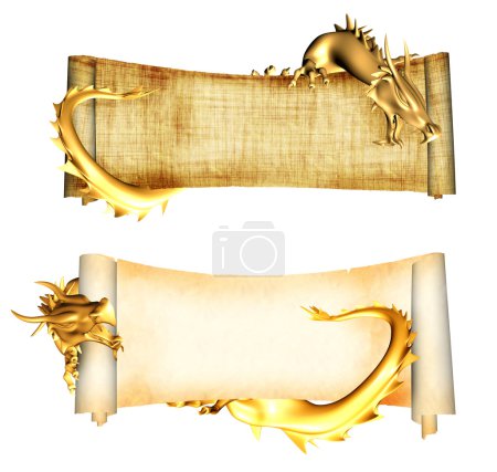 Dragons et rouleaux de vieux parchemins 