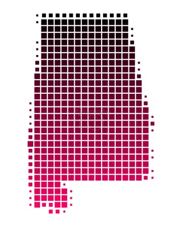 Illustration détaillée et exacte de la carte de l'Alabama 