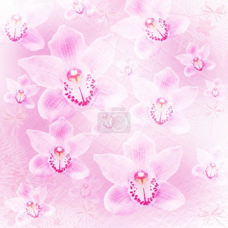 Carte pour invitation ou félicitations avec des orchidées et arc 