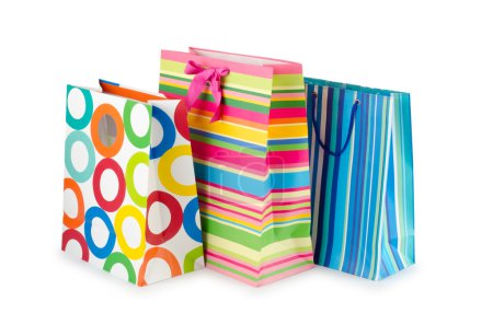 Concept shopping avec sac sur blanc 