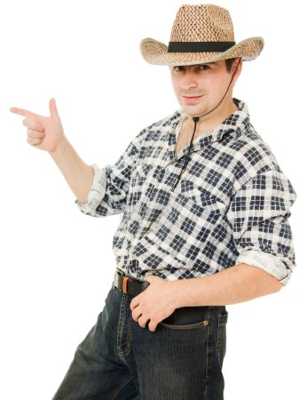 Cowboy indique la direction .