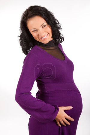 Belle femme gros plan sur blanc 