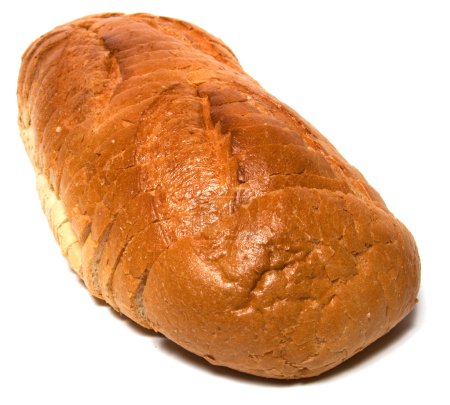 Baguette tranchée isolée sur blanc 