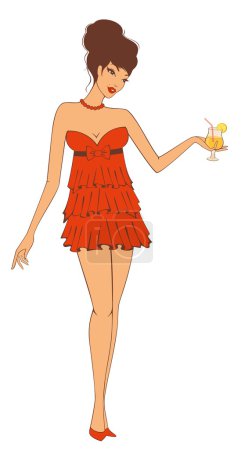 Belle pin-up girl dans un style rétro. Illustration vectorielle 