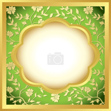 Cadre décoratif vert et doré - vecteur 