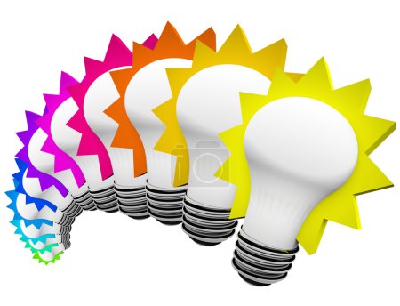 Ampoules colorées pensant à des idées innovantes 