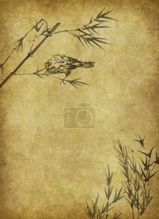 bambou sur vieux papier grunge texture antique