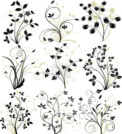 ensemble d'éléments floraux