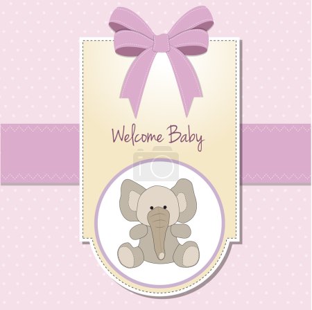 Carte de bienvenue bébé fille avec éléphant 