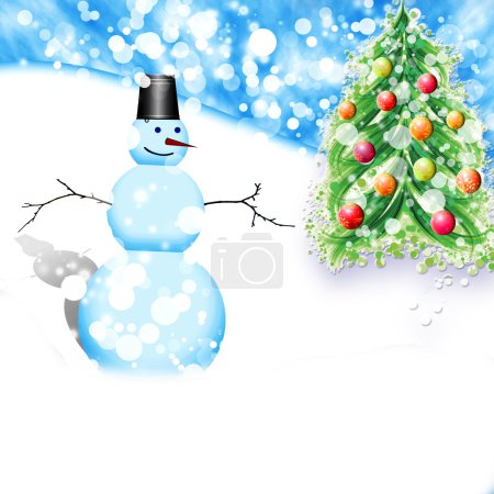 Bonhomme de neige de Noël et arbre de Noël 