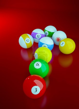Illustration sportive avec boules de billard 