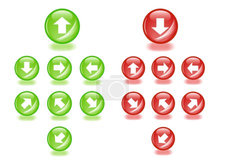 Ensemble de sphères vectorielles avec des flèches pour les icônes de direction. Facile à e 