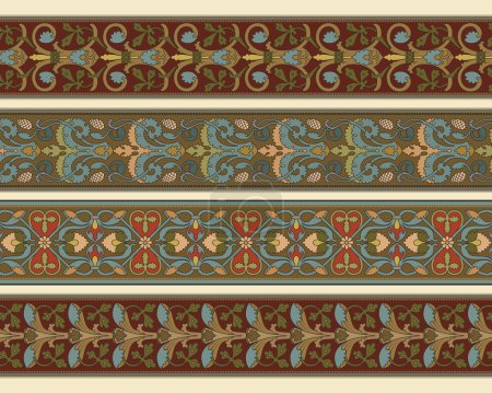 Ensemble de quatre bordures décoratives 
