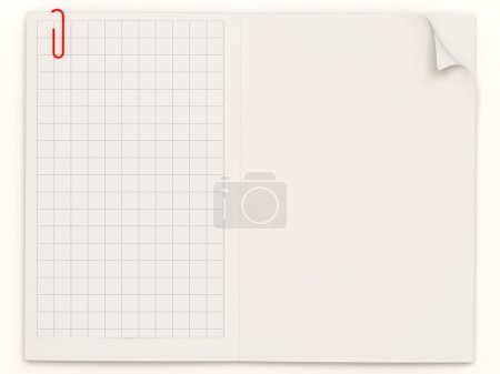 Carnet vierge vide sur fond blanc 