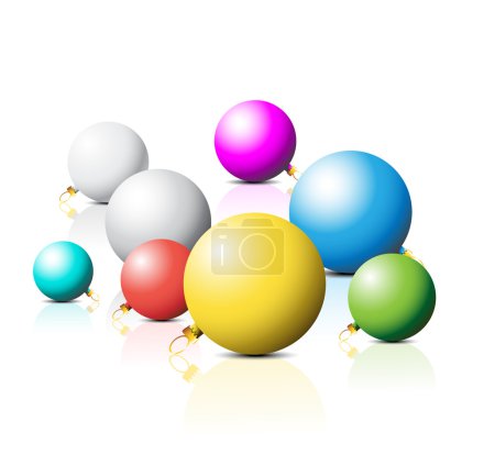 Ampoules de Noël colorées sur fond blanc 