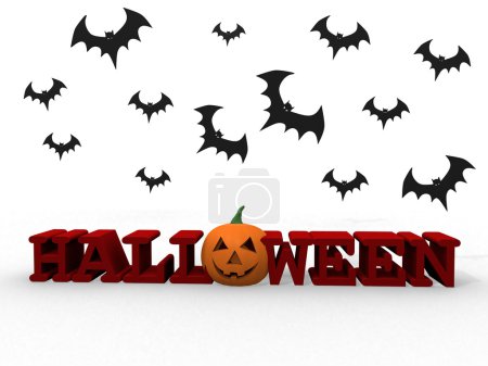 Lettres d'Halloween avec citrouille et chauves-souris 