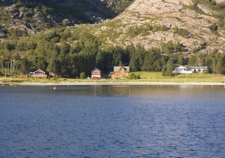 Île norvégienne et maisons colorées 