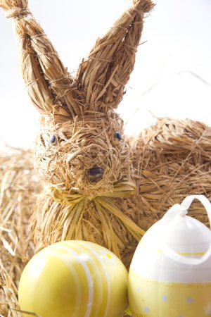 Lapin de Pâques avec des œufs