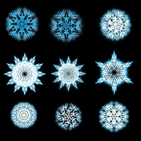 Flocon de neige vectoriel sur fond noir 