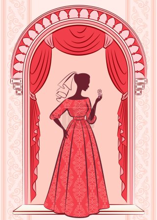 Silhouette vintage de belle mariée en robe .