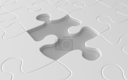 Concept de pièce de puzzle manquant en couleurs blanches 