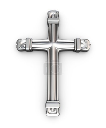 Croix d'argent sur blanc 