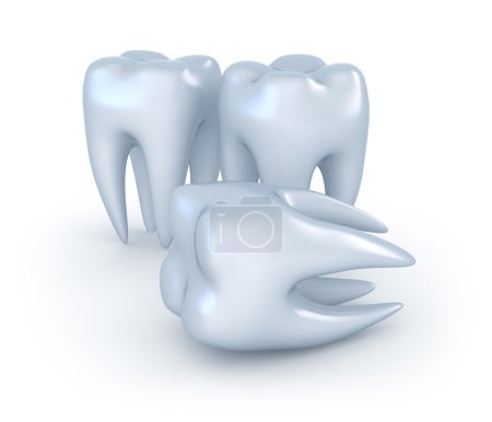 Dents sur fond blanc. Image 3D .