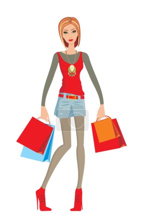 Jeune femme fait du shopping 
