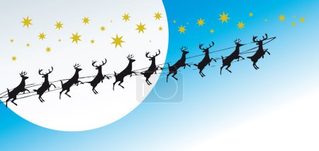 Ciel étoilé bleu Noël avec rennes 